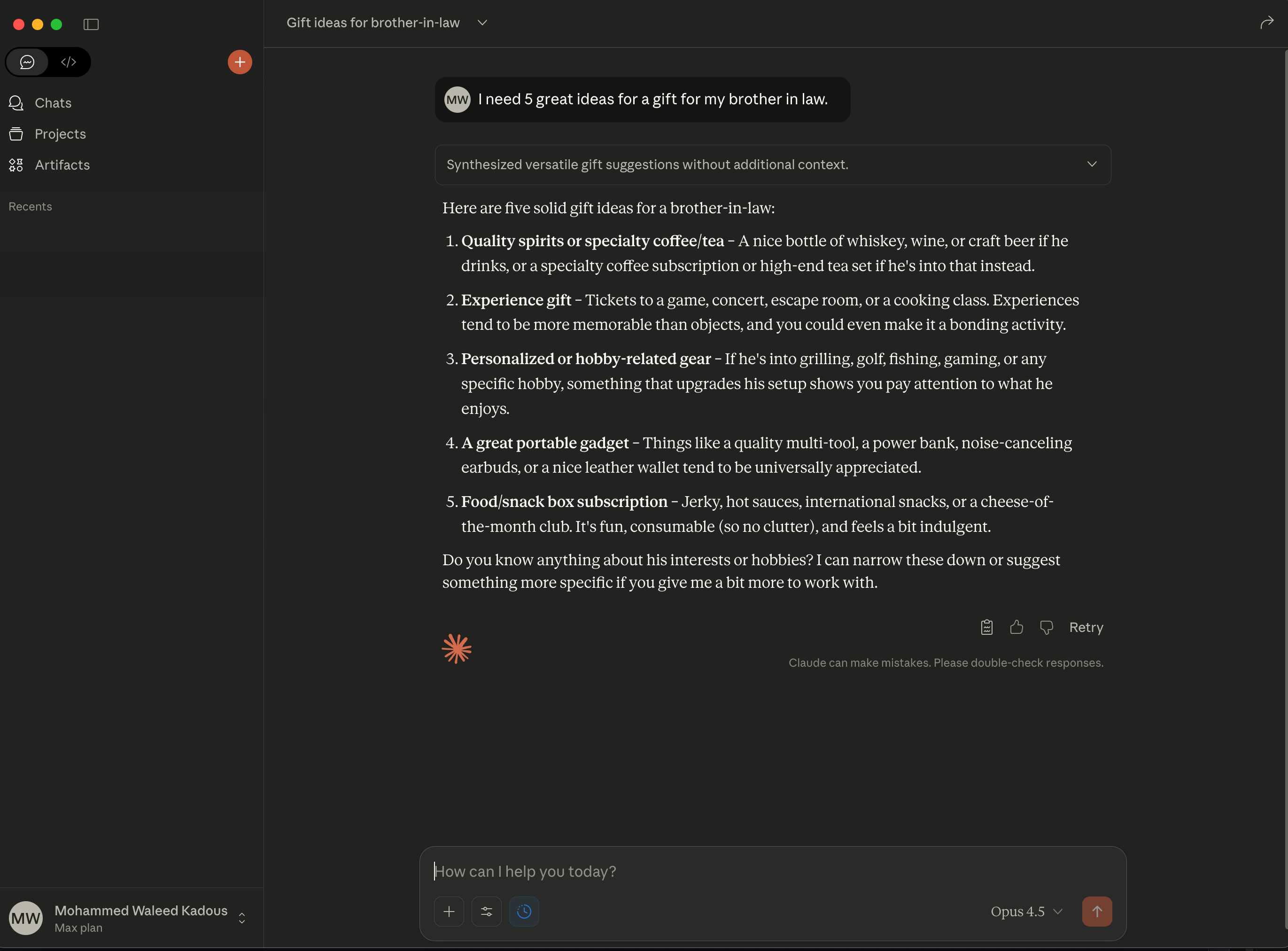 Ask Claude a question